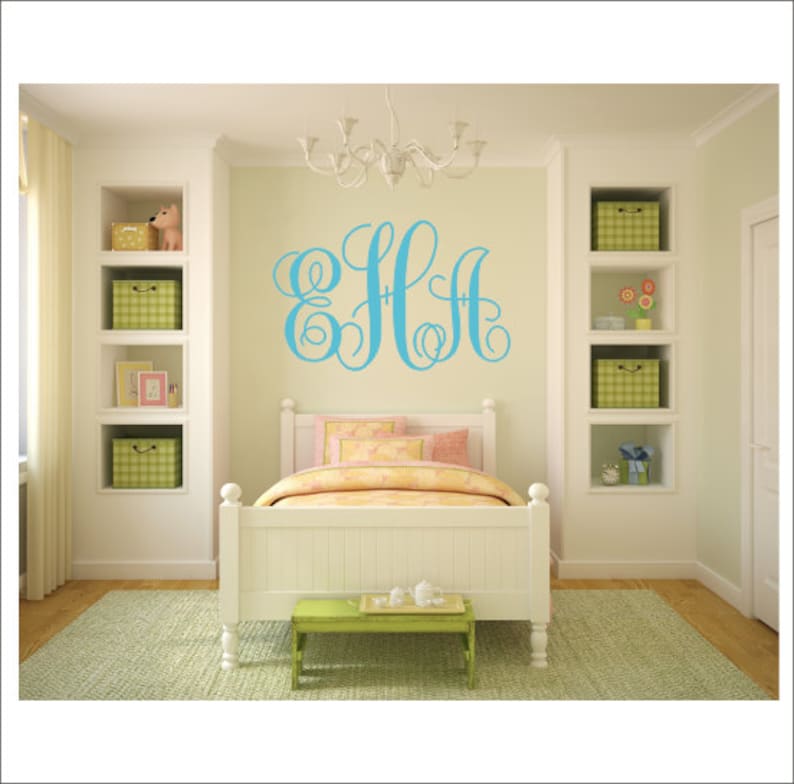 Monogram Vinyl Decal Large Monogram Decal Vinyl Wall Decal Etsy