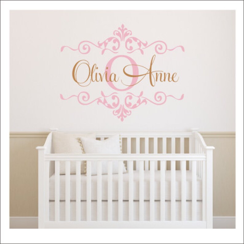 Girls Monogram Decal Nursery Wall Decal Girls Bedroom Decal Etsy