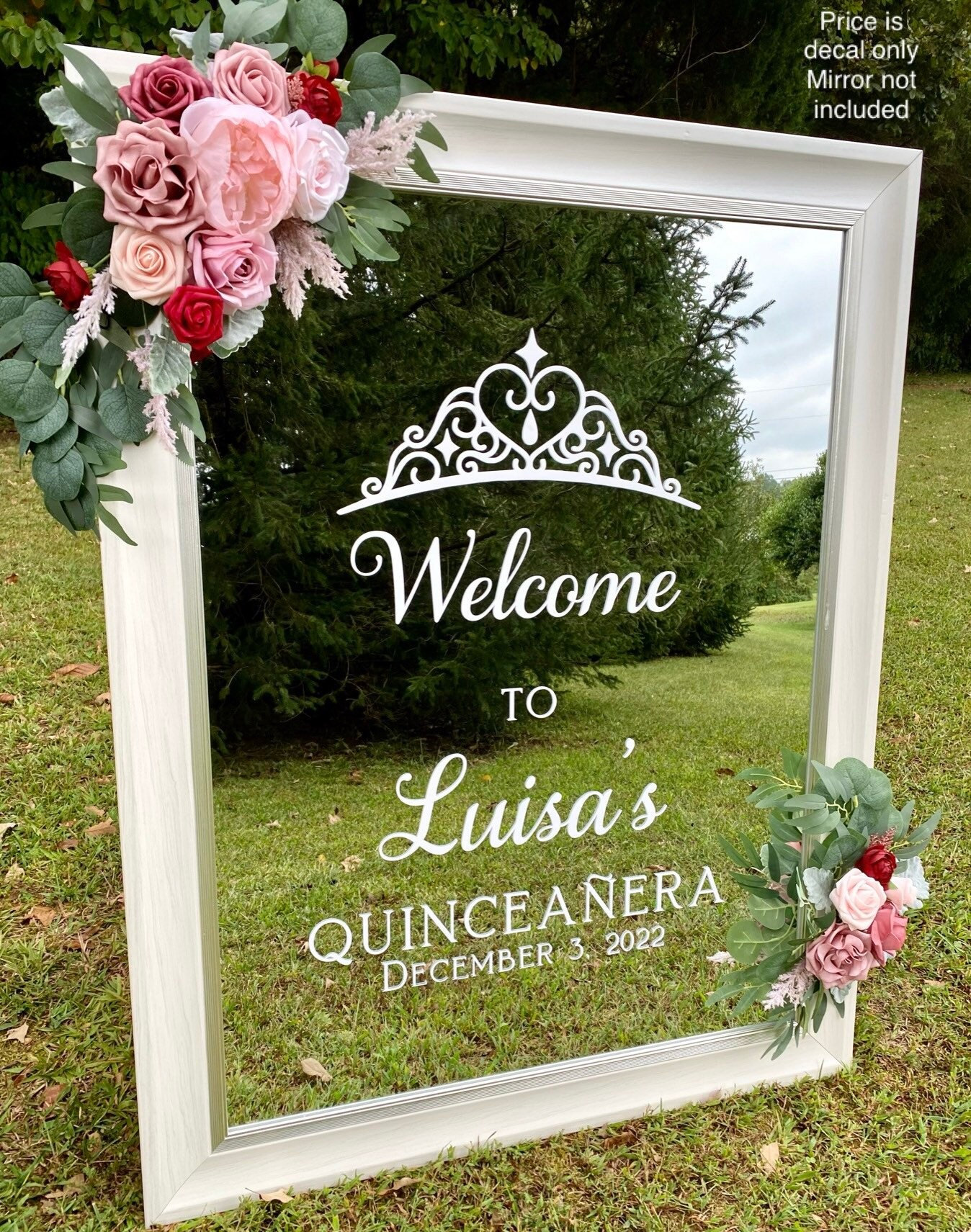 Quinceanera Decal for Mirror or Acrylic Sign Girls 15th Birthday Vinyl Decal Welcome Decal for Quinceanera Sign for Party Entrance