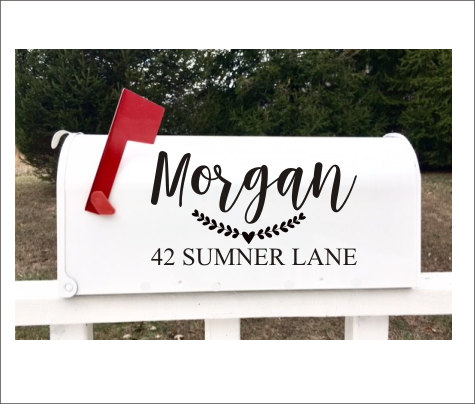 mailbox vinyl address decal decals laurel farmhouse various sizes rustic name heart