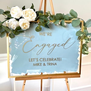 We're Engaged Decal for Sign Making Welcome Entrance Decal for Engagement Party Let's Celebrate with Names and Date Shower Decor Vinyl Decal