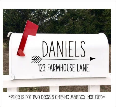 Custom mailbox decal set of two or one. Personalized mailbox sticker