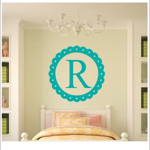 Personalized Wall Decal Monogram Border Decal Single Initial Decal Wall Decor Baby Nursery Decal Girls Bedroom Decal Vinyl Wall Decor Decal