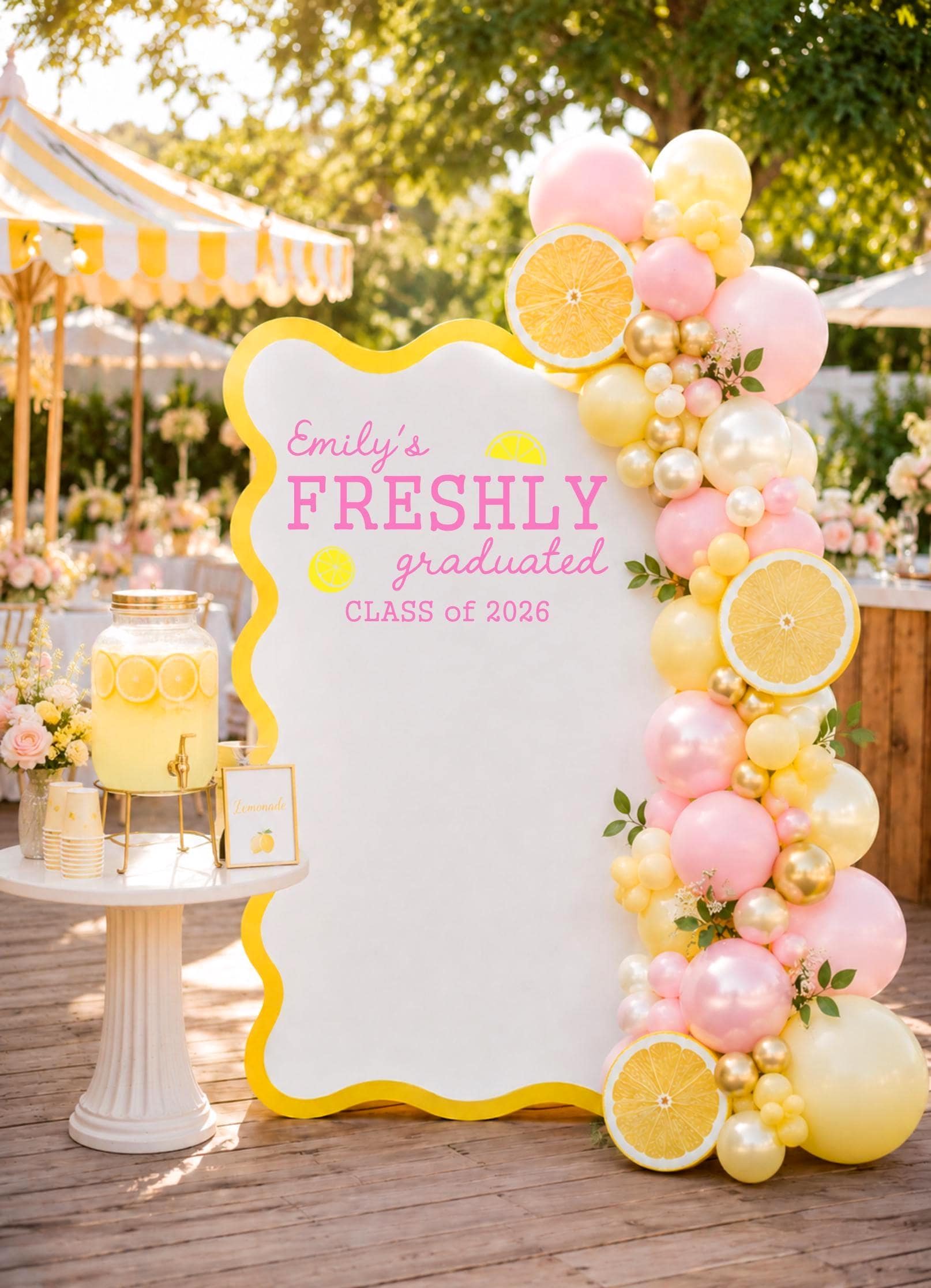 Lemon Grad Backdrop Freshly Graduated Decal With Lemons - Personalized Name Vinyl - Class ...