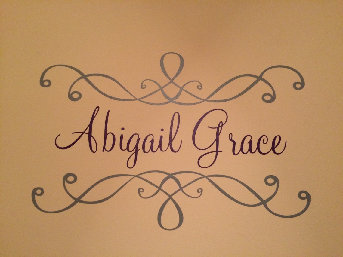 Elegant Scroll Vinyl Decal Personalized Large Vinyl Wall Name Etsy