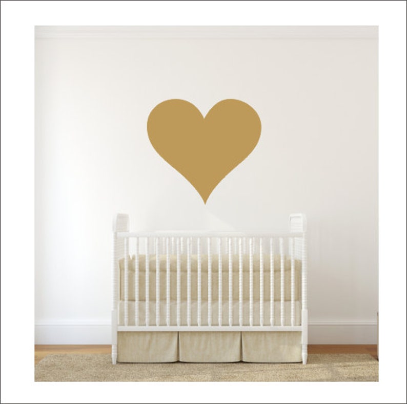 Heart Wall Decal Large Gold Heart Decal Girls Nursery Bedroom Etsy