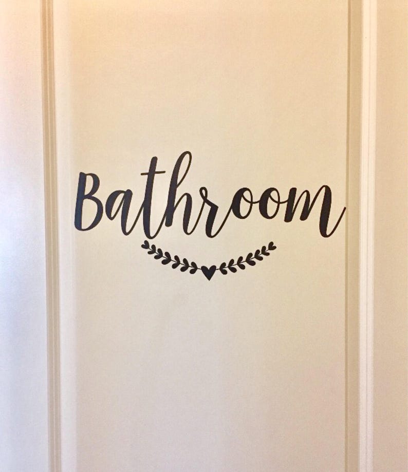 Farmhouse Bathroom Decal Vinyl Decal With Heart Laurel Rustic Etsy