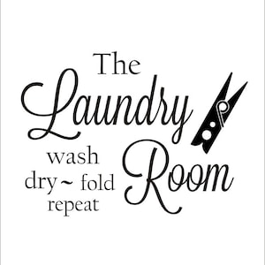 Laundry Room Vinyl Wall Decal With Clothespin Fun Vinyl Decor - Etsy
