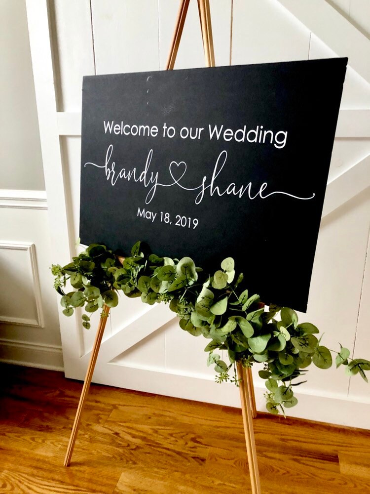 Wedding Decal Sign to our Wedding with Names and Date Heart