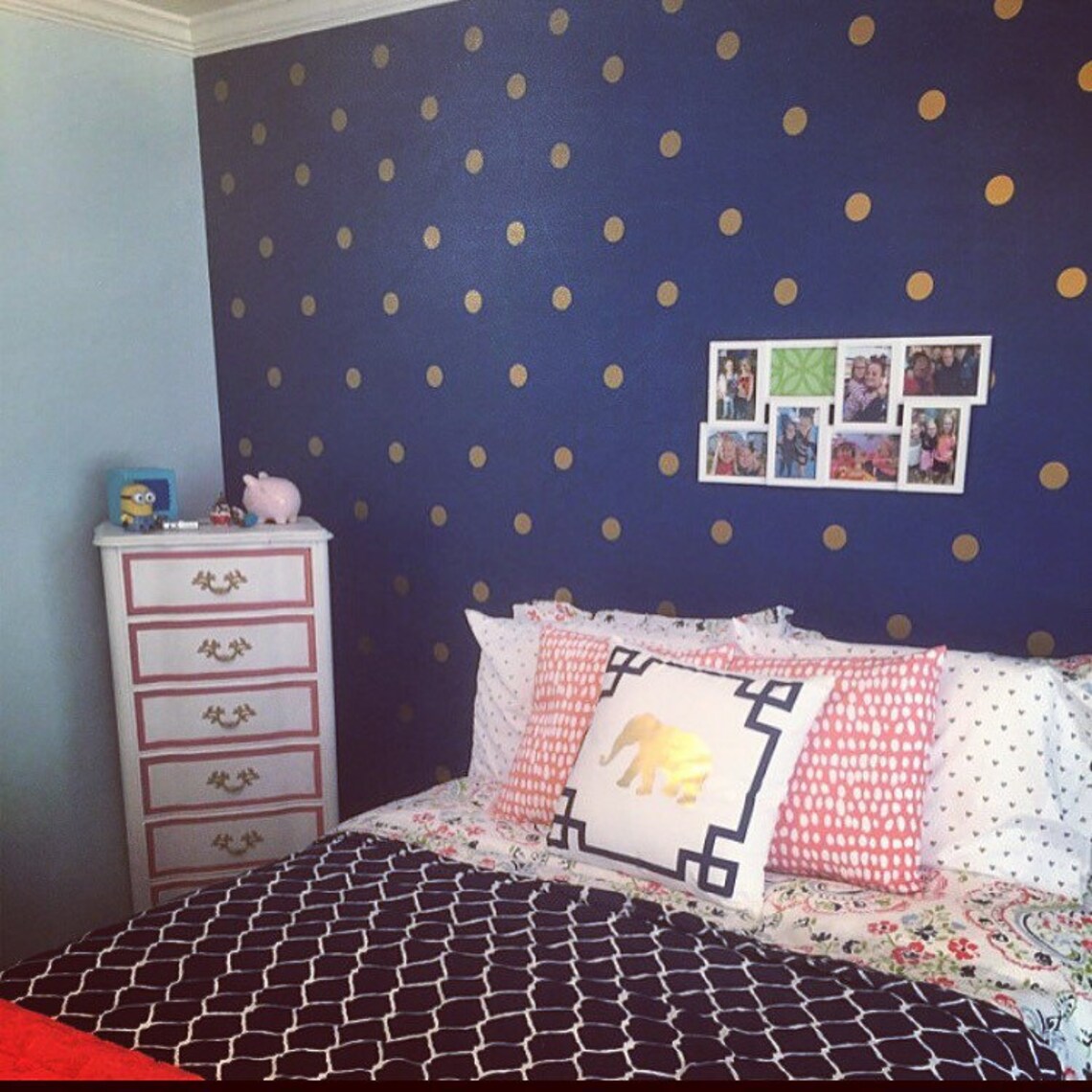 Gold Polka Dot Decals Vinyl Decals Gold Dot Decals Wall Decals Etsy