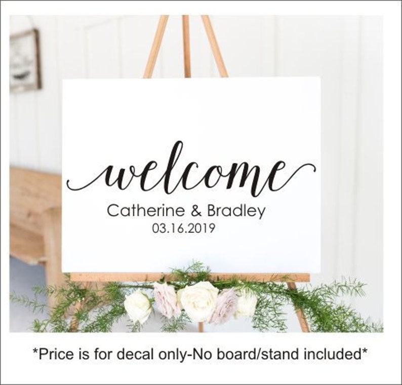 Wedding Decal Welcome Wedding Sign Vinyl Decal for Wedding Welcome Decoration Rustic Modern Wedding Decal Only Personalized Names and Date image 2