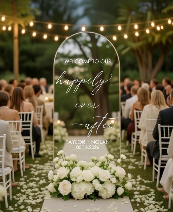 Happily Ever After Decal for Wedding Sign Welcome to our Happily Ever After Wedding Vinyl Decal Wedding Entrance Sign Modern Decal DIY