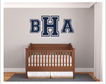 Varsity Letter Monogram Decal Vinyl Wall Decal Wall Monogram Decal Boys Girls Sports Varsity Athletic Team Monogram Nursery Bedroom