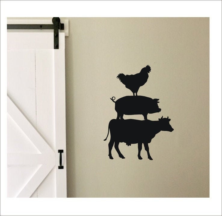 Farmhouse Kitchen Decal Cow Pig Chicken Vinyl Wall Decal Rustic