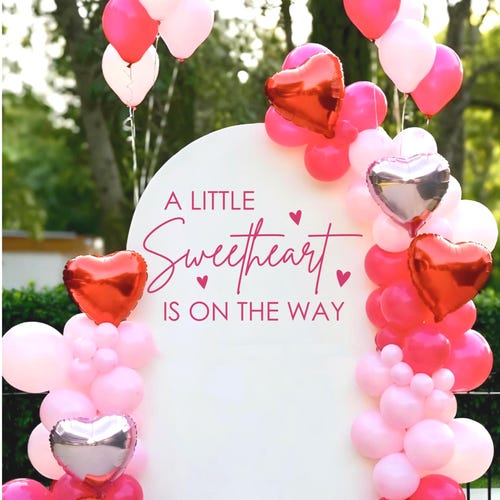 "A Little Sweetheart Is On Her Way" Banner - Valentine's Day Baby Shower Decor For Girl, Gender Reveal Party - View #12