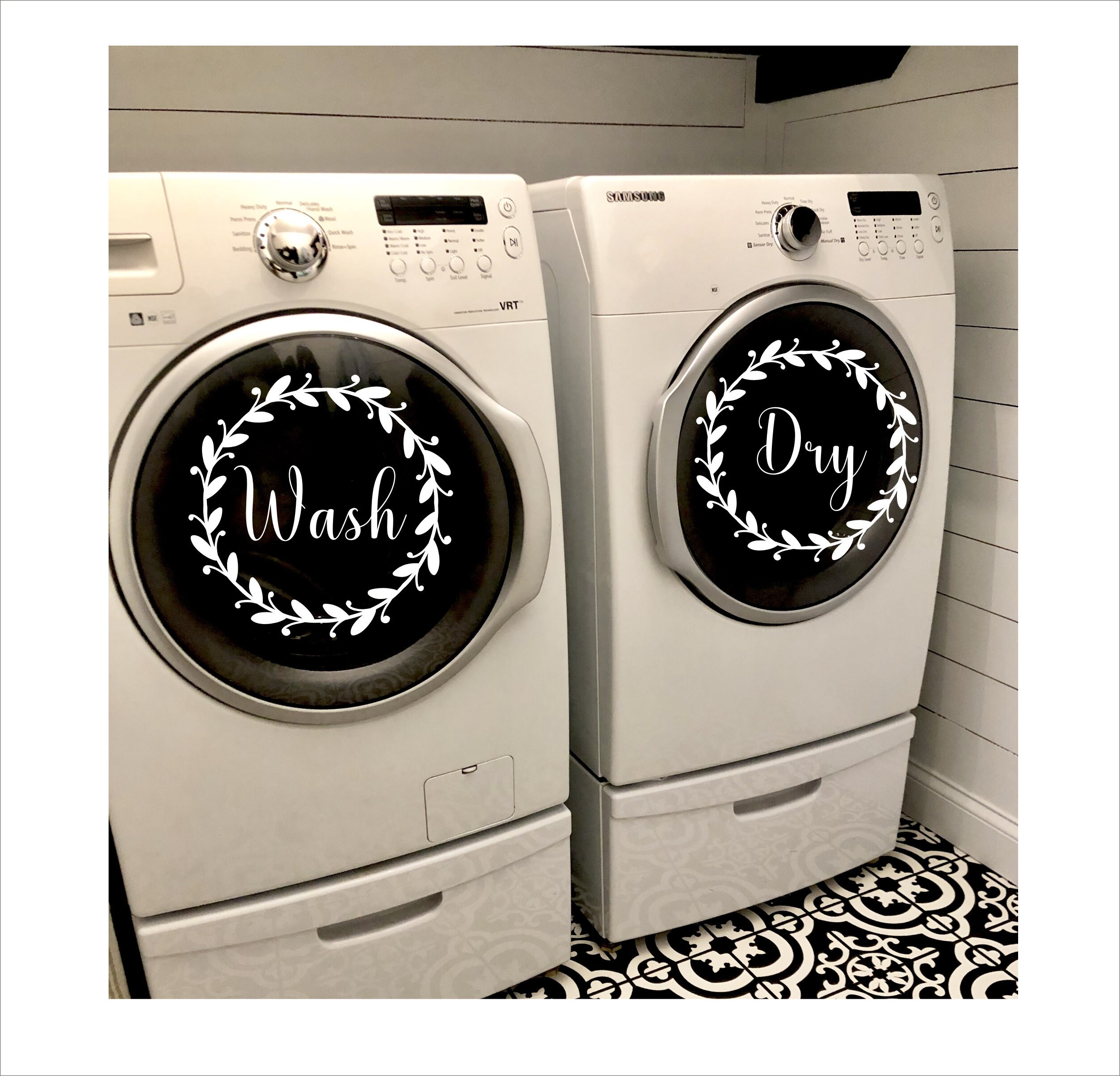 Wash Dry Decals Vinyl Decals for Laundry room Decals for Wash and Dryer