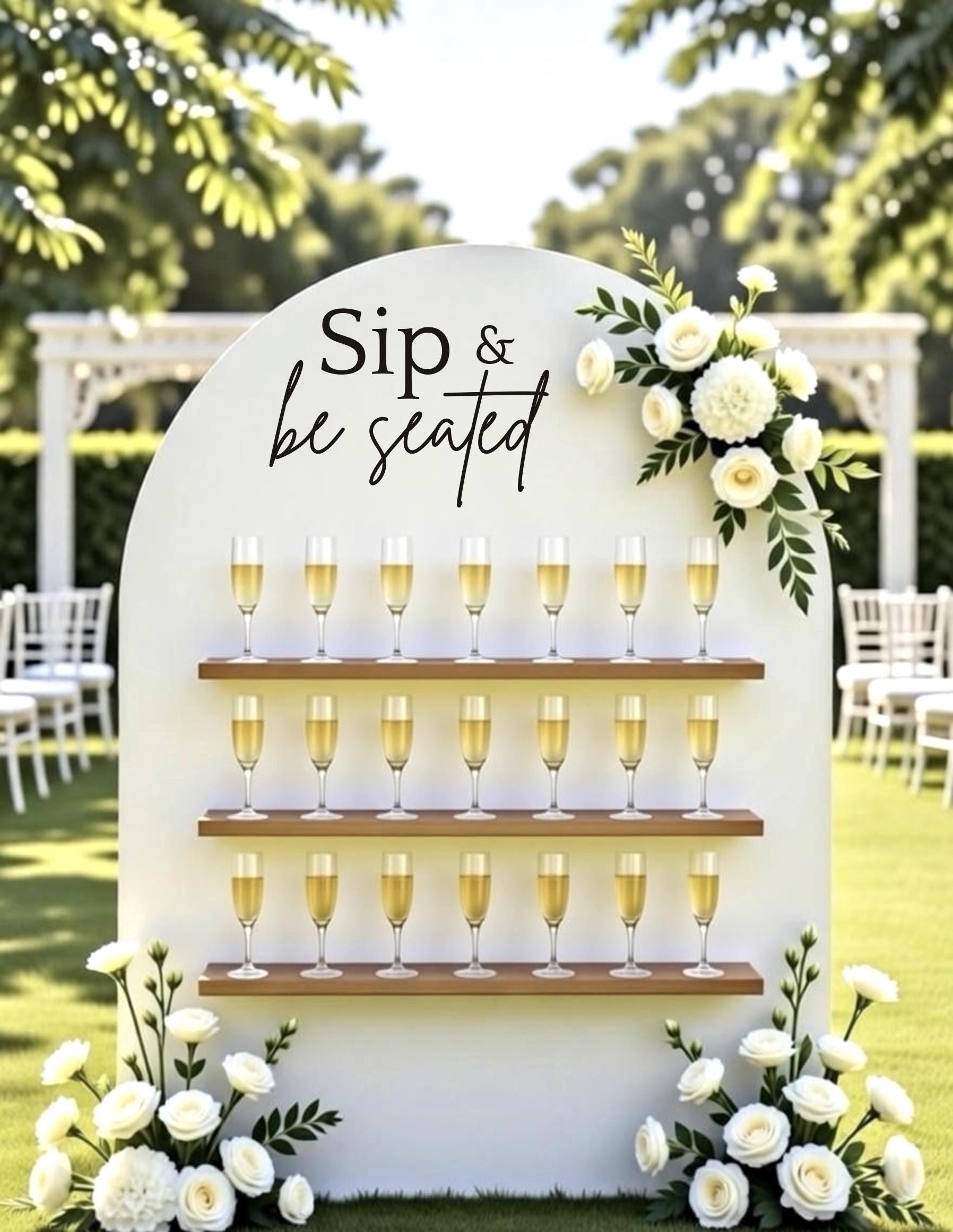 Sip and Be Seated Decal Wedding Champagne Wall Vinyl Decor