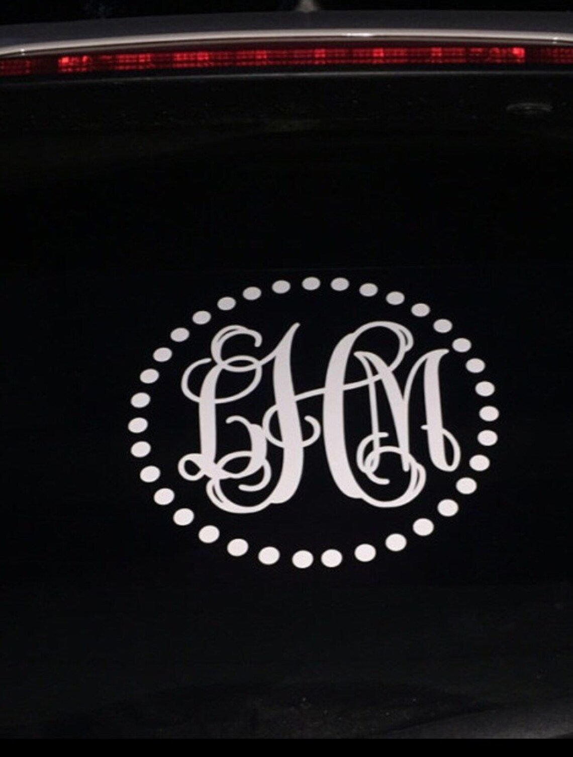 Monogram Car Decal Polka Dot Border Decal Vine Monogram Decal Etsy