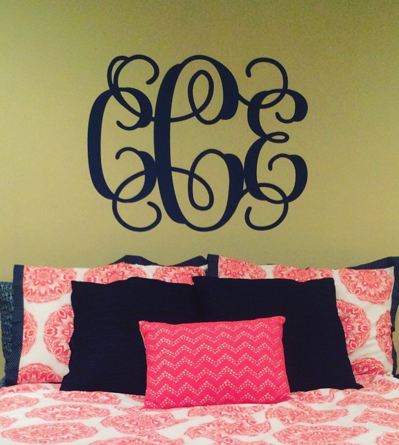 Gold Monogram Decal Metallic Gold Vinyl Decal Gold Wall Etsy