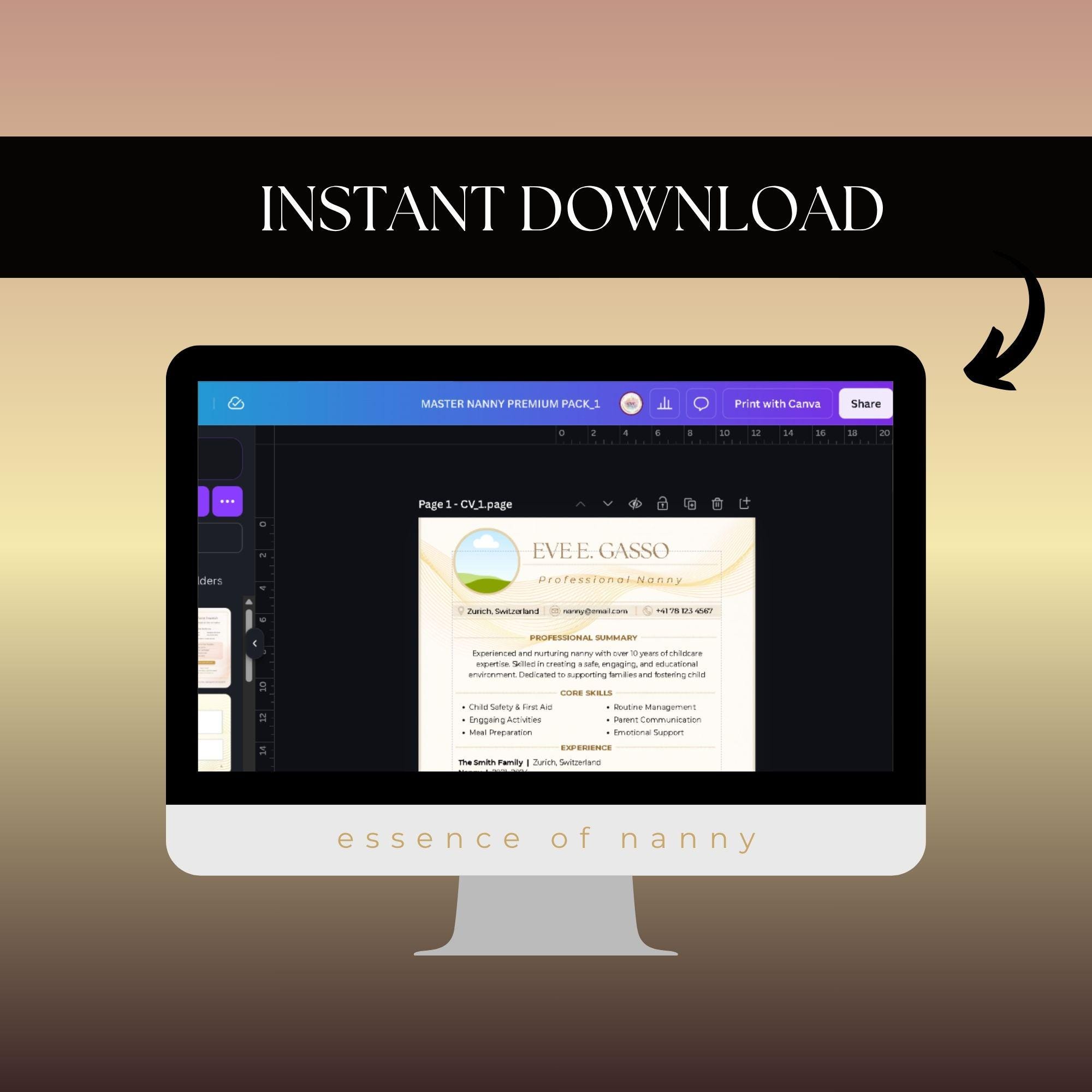 Childminder Reference Sample Nanny Premium Pack | CV + Reference Letter + Trial Day Checklist ...