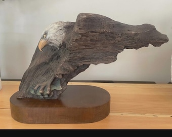 1986 Vintage Rick Cain American Eagle "Catchmaster" Carved Polyresin Statue