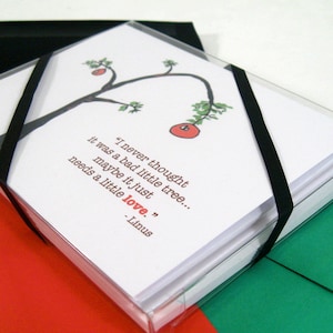 Lot de cartes de Noël, Noël Charlie Brown, six cartes de voeux, Faith Hope for Holidays, bas de Noël citation Linus Peanuts