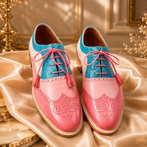 pink dress blue shoes Brogues our Brick Lane womens Size US:2 Blue outfit Detail: Lined Blue Microstripe Dress Shirt