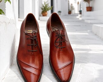 Handgefertigte Herren-Oxford-Schuhe aus braunem Leder – luxuriös, formell, für Hochzeiten, Büro und festliche Anlässe – Schnürschuhe nach Maß
