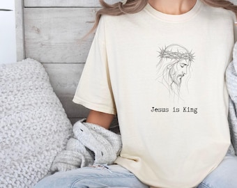 Jesus is King T-shirt, Minimalist Christian Apparel Jesus Graphic Tee