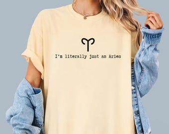 Aries Zodiac Shirt, Celestial Star Sign Tee — Astrology Gift for Her, March April Birthday