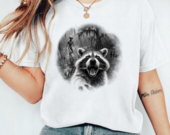 Funny Racoon alien T-shirt – Cryptid Lover & Dark Humor Raccoon Tee