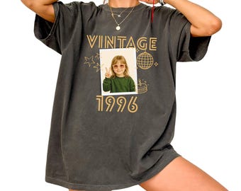 Custom Photo Shirt, Charcoal Comfort Colors Tee with Retro Disco Design