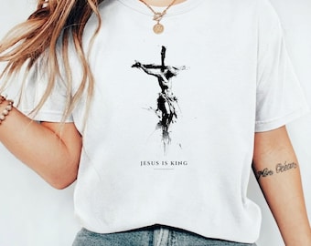 Jesus is King T-shirt, Minimalist Christian Apparel, Bible Cross Shirt