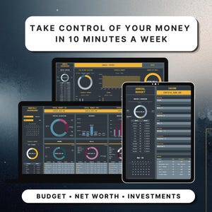 Finance Tracker Google Sheets | Budget, Net Worth, Investments Dashboard (Digital Download)