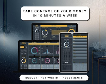 Finance Tracker Google Sheets | Budget, Net Worth, Investments Dashboard (Digital Download)