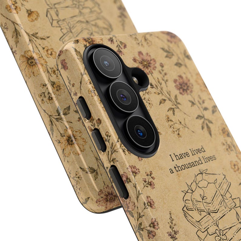 Vintage Book Lover Phone Case, Floral Cottagecore Design, I Have Lived A Thousand Lives, Literary Aesthetic Cover, iPhone Samsung Pixel image 12