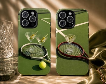Martini Olive Tennis Club Phone Case | Preppy Coastal Aesthetic Tough Case for iPhone Samsung | Sporty Summer Cocktail Cover
