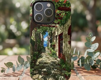 Custodia per telefono con vicolo ricoperto di viti / Cover resistente con sentiero panoramico in pietra per iPhone Pro, Samsung Galaxy, Google Pixel