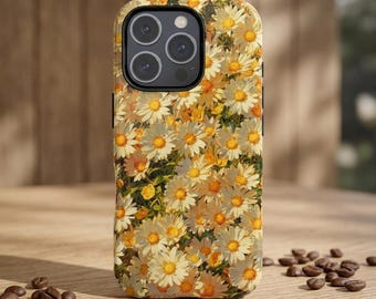 Custodia per telefono con motivo floreale a margherite / Cover resistente per iPhone Pro, Samsung Galaxy, Google Pixel