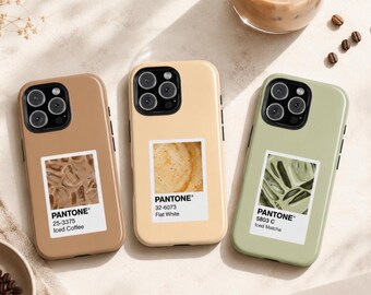 Cover per telefono Pantone Iced Matcha Latte / Custodia protettiva resistente / Cartoncino colori bevanda caffè estetico per iPhone e Samsung