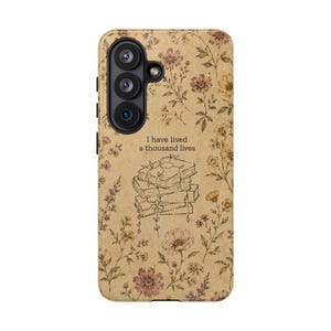 Vintage Book Lover Phone Case, Floral Cottagecore Design, I Have Lived A Thousand Lives, Literary Aesthetic Cover, iPhone Samsung Pixel image 11