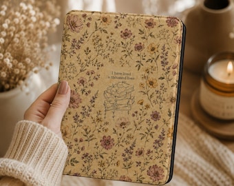 Custodia per Kindle per amanti dei libri, copertina floreale vintage, "Ho vissuto mille vite", custodia estetica BookTok