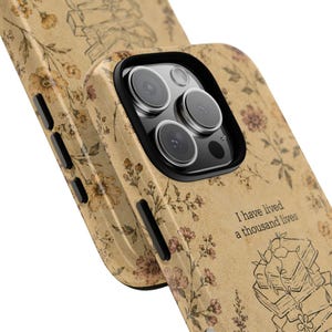 Vintage Book Lover Phone Case, Floral Cottagecore Design, I Have Lived A Thousand Lives, Literary Aesthetic Cover, iPhone Samsung Pixel image 13