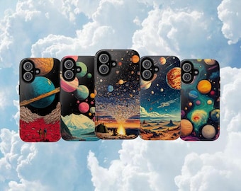 Custodia per telefono con pianeti del sistema solare, design estetico galassia e spazio, compatibile con iPhone, Samsung, Galaxy e Pixel, cover colorata con universo, regalo per gli amanti dello spazio.