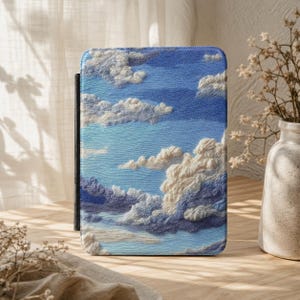 Wolkengebilde Kindle Hülle | Blauer Himmel Wolken, gemalter Himmel Sleeve BookTok Geschenk für Reader