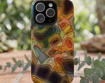 Cover per telefono con motivo topografico astratto / Cover resistente per iPhone Pro, Samsung Galaxy, Google Pixel