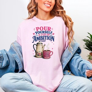 Vintage Coffee Pot Ambition Shirt, Comfort Colors Garment Dyed Tee (Motivational Gift) image 6