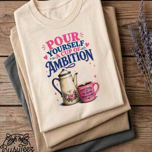 Vintage Coffee Pot Ambition Shirt, Comfort Colors Garment Dyed Tee (Motivational Gift) image 2