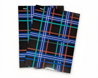 Carpeta de bolsillo vintage Mead Five Star, lote de 2, estilo Plaid School de los años 80, Trapper Keeper