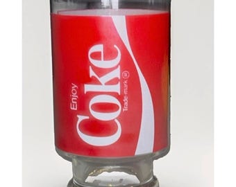VTG 1980er Jahre Coca-Cola Sockel Glas 32 Unzen 7 "x 4" Rot Weiß Cursive Logo Sammlerstück